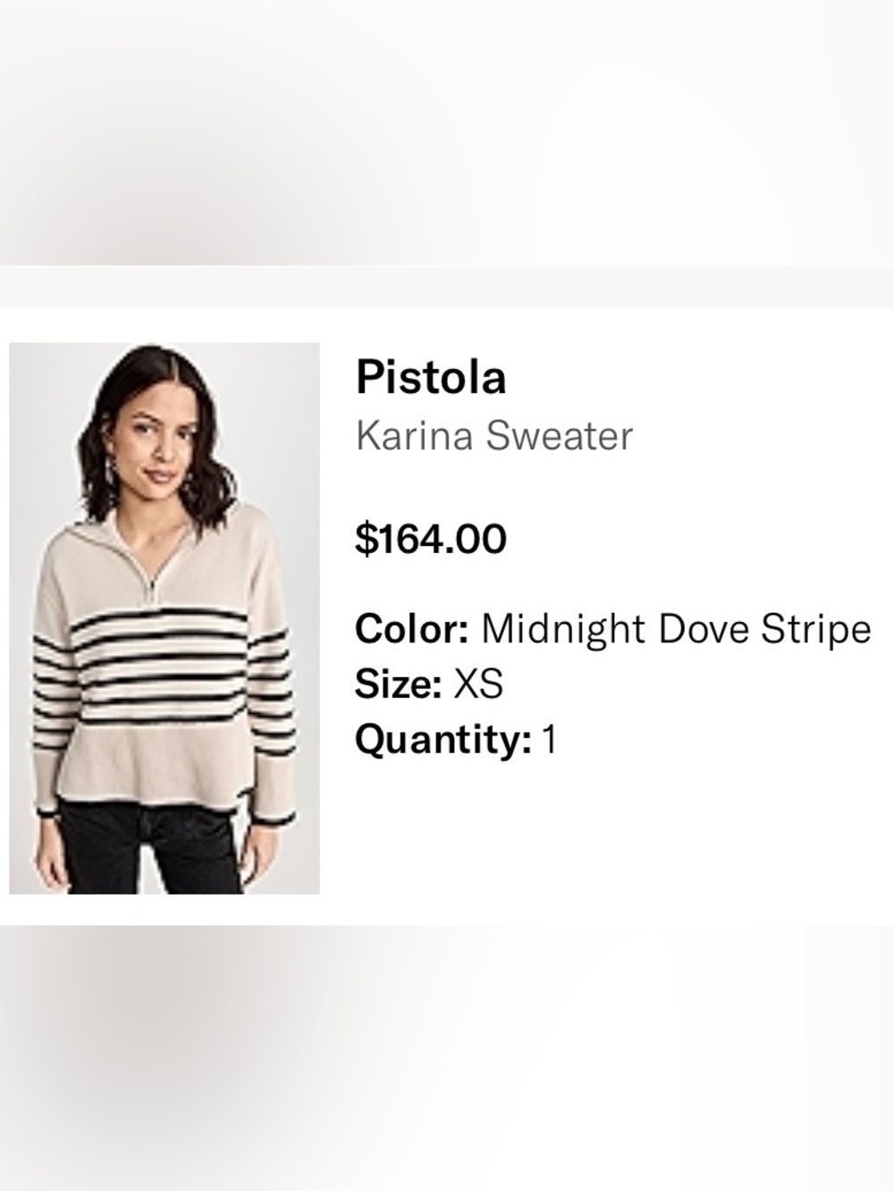 Pistola Karina Stripe Half-Zip Sweater in Dove and Midnight